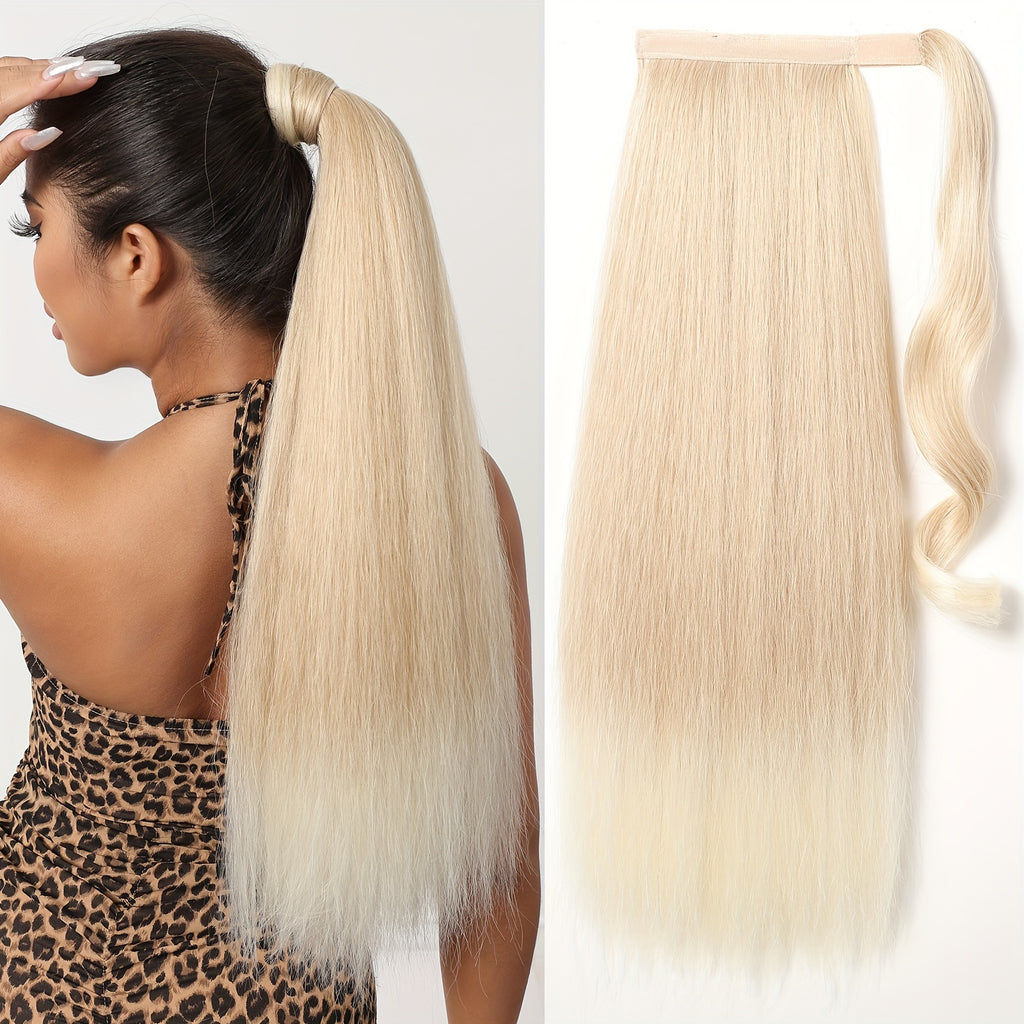 16 Inch Straight Ponytail Hair Extension, 90g Synthetic Clip-In Long Hair Wrap with Magic Drawstring, Versatile for All Women - Haircube, Hair Accessories Suitable for Birthday Party, Wedding Reception Mother's day gift for mom mother