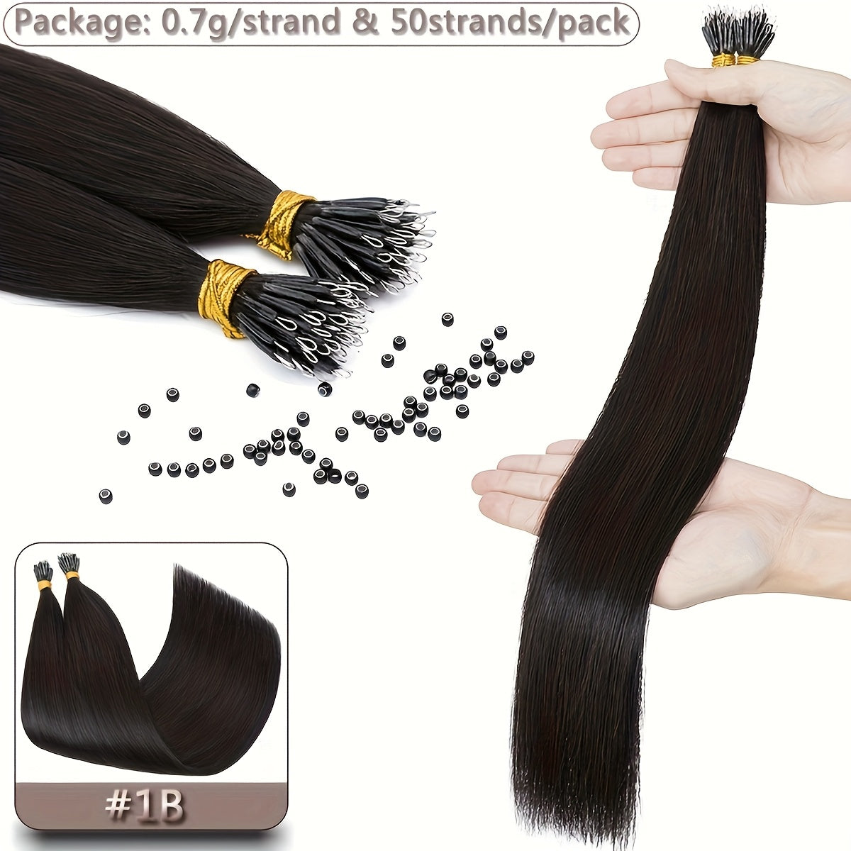 35g 50pcs Nano Rings Human Hair Extensions Micro Links Hair Nano Bead Prebonded Straight Blonde Hair 0.7g/strand