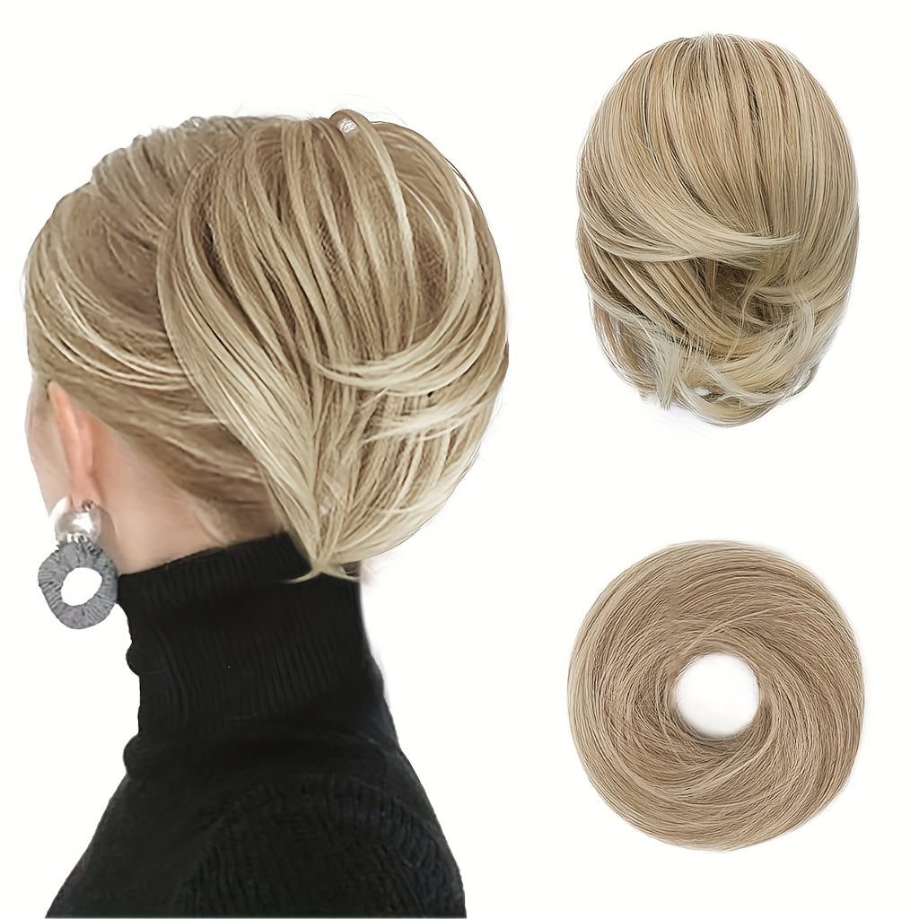 [BARSDAR Hair Bun Extension] BARSDAR Straight Synthetic Hair Bun Ponytail Extension | Fully Short Ponytail Bun Extensions | Elastic Scrunchie Hair Accessories For Women
