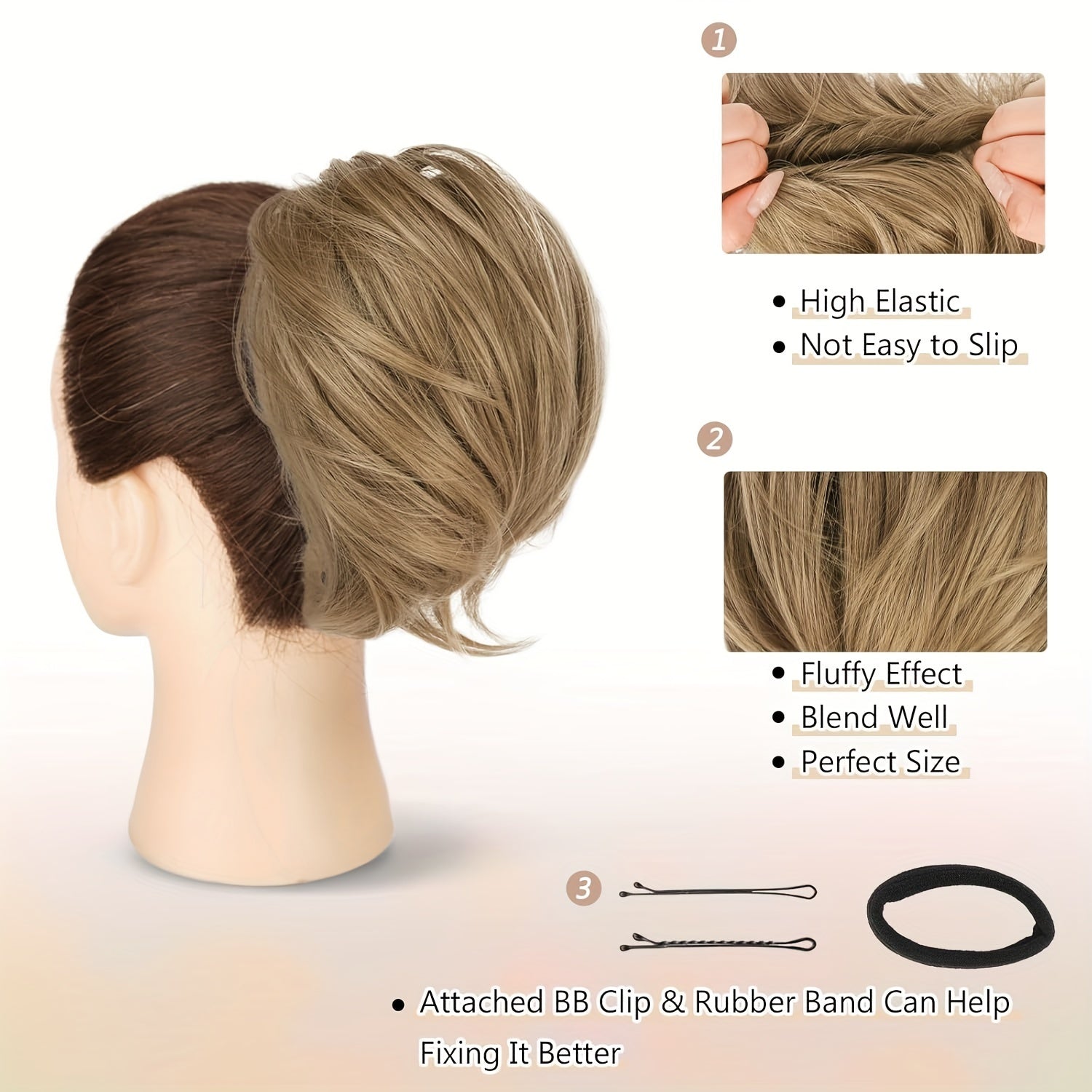 [BARSDAR Hair Bun Extension] BARSDAR Straight Synthetic Hair Bun Ponytail Extension | Fully Short Ponytail Bun Extensions | Elastic Scrunchie Hair Accessories For Women