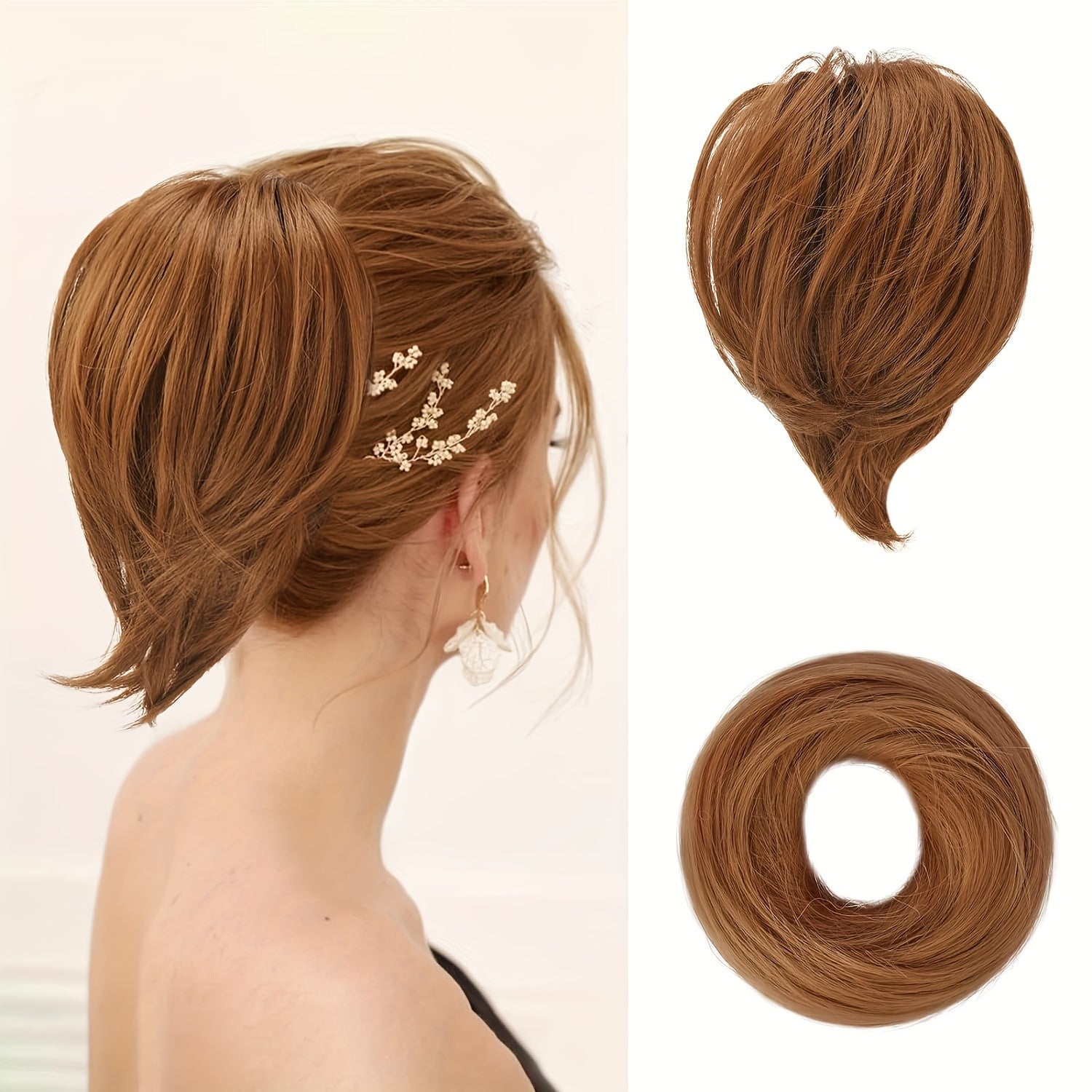 [BARSDAR Hair Bun Extension] BARSDAR Straight Synthetic Hair Bun Ponytail Extension | Fully Short Ponytail Bun Extensions | Elastic Scrunchie Hair Accessories For Women