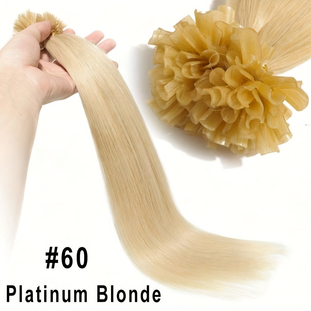 50Stramds/pack 30G Natural Human Hair Extensions Hot Fusion U Tip40.64-55.88 cm Straight Smooth Texture for Women - Natural Look, Adds Length, Multi-Ethnic Friendly, Easy to Attach, Hair Accesories Hair Enhancement for Daily Life, Wedding, Festival.