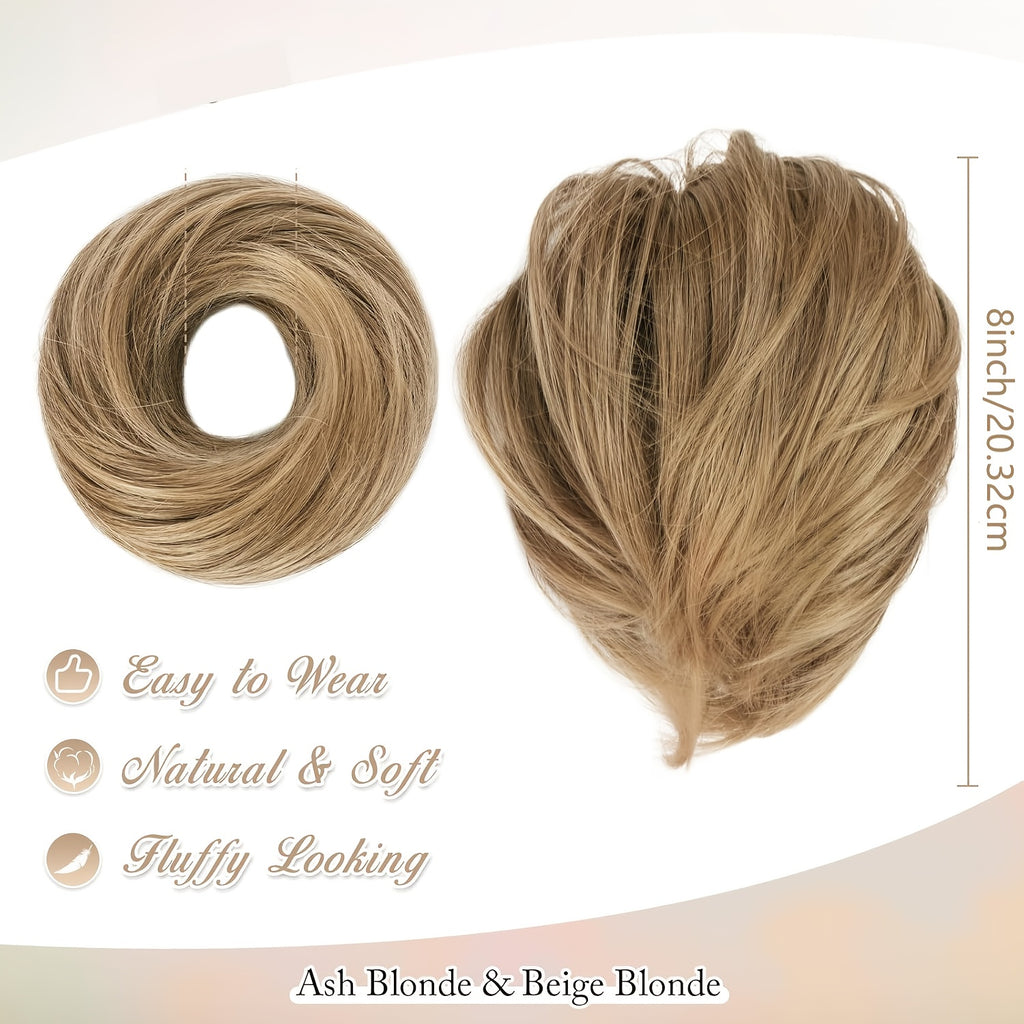 [BARSDAR Hair Bun Extension] BARSDAR Straight Synthetic Hair Bun Ponytail Extension | Fully Short Ponytail Bun Extensions | Elastic Scrunchie Hair Accessories For Women