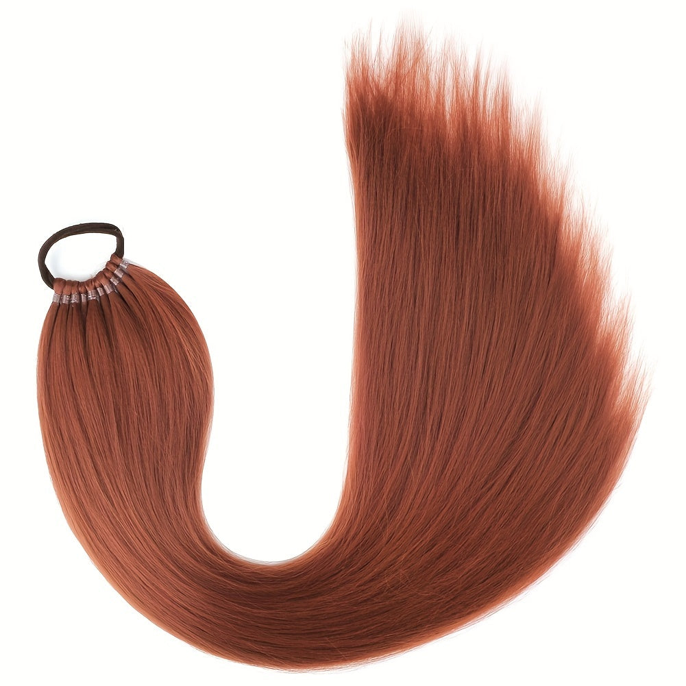 Saisity Yaki Straight 60.96 cm Synthetic Ponytail Extension with Hair Tie for Women - Perfect for Daily Party and Festive Occasions