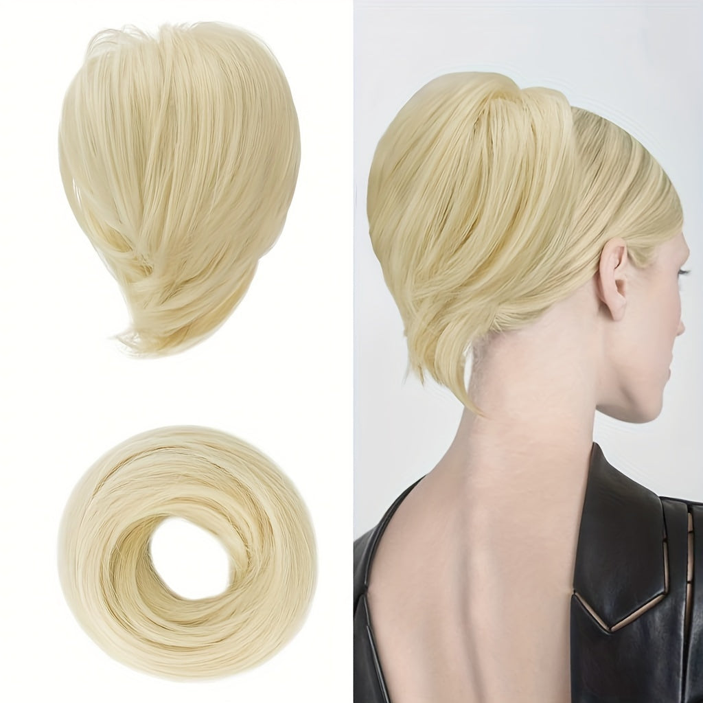 [BARSDAR Hair Bun Extension] BARSDAR Straight Synthetic Hair Bun Ponytail Extension | Fully Short Ponytail Bun Extensions | Elastic Scrunchie Hair Accessories For Women