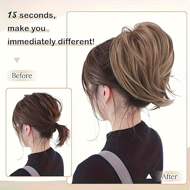 [BARSDAR Hair Bun Extension] BARSDAR Straight Synthetic Hair Bun Ponytail Extension | Fully Short Ponytail Bun Extensions | Elastic Scrunchie Hair Accessories For Women