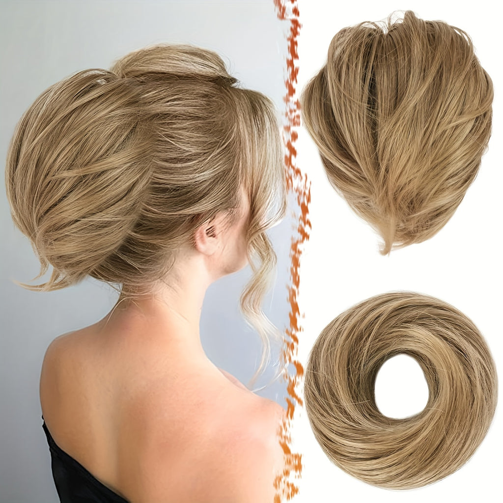 [BARSDAR Hair Bun Extension] BARSDAR Straight Synthetic Hair Bun Ponytail Extension | Fully Short Ponytail Bun Extensions | Elastic Scrunchie Hair Accessories For Women