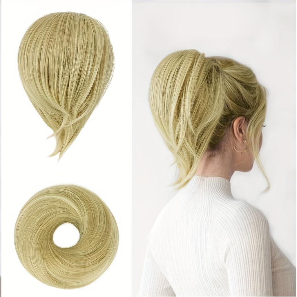 [BARSDAR Hair Bun Extension] BARSDAR Straight Synthetic Hair Bun Ponytail Extension | Fully Short Ponytail Bun Extensions | Elastic Scrunchie Hair Accessories For Women