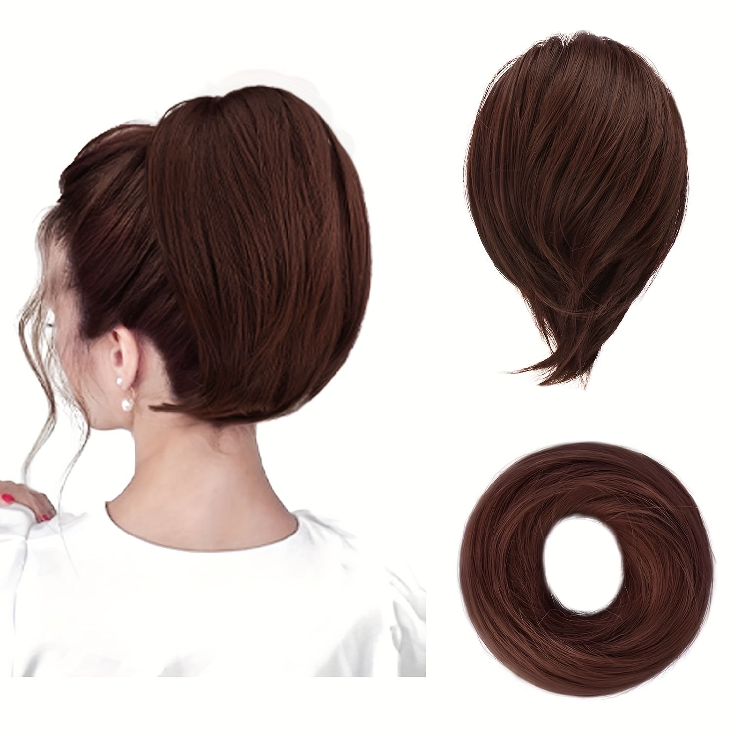 [BARSDAR Hair Bun Extension] BARSDAR Straight Synthetic Hair Bun Ponytail Extension | Fully Short Ponytail Bun Extensions | Elastic Scrunchie Hair Accessories For Women