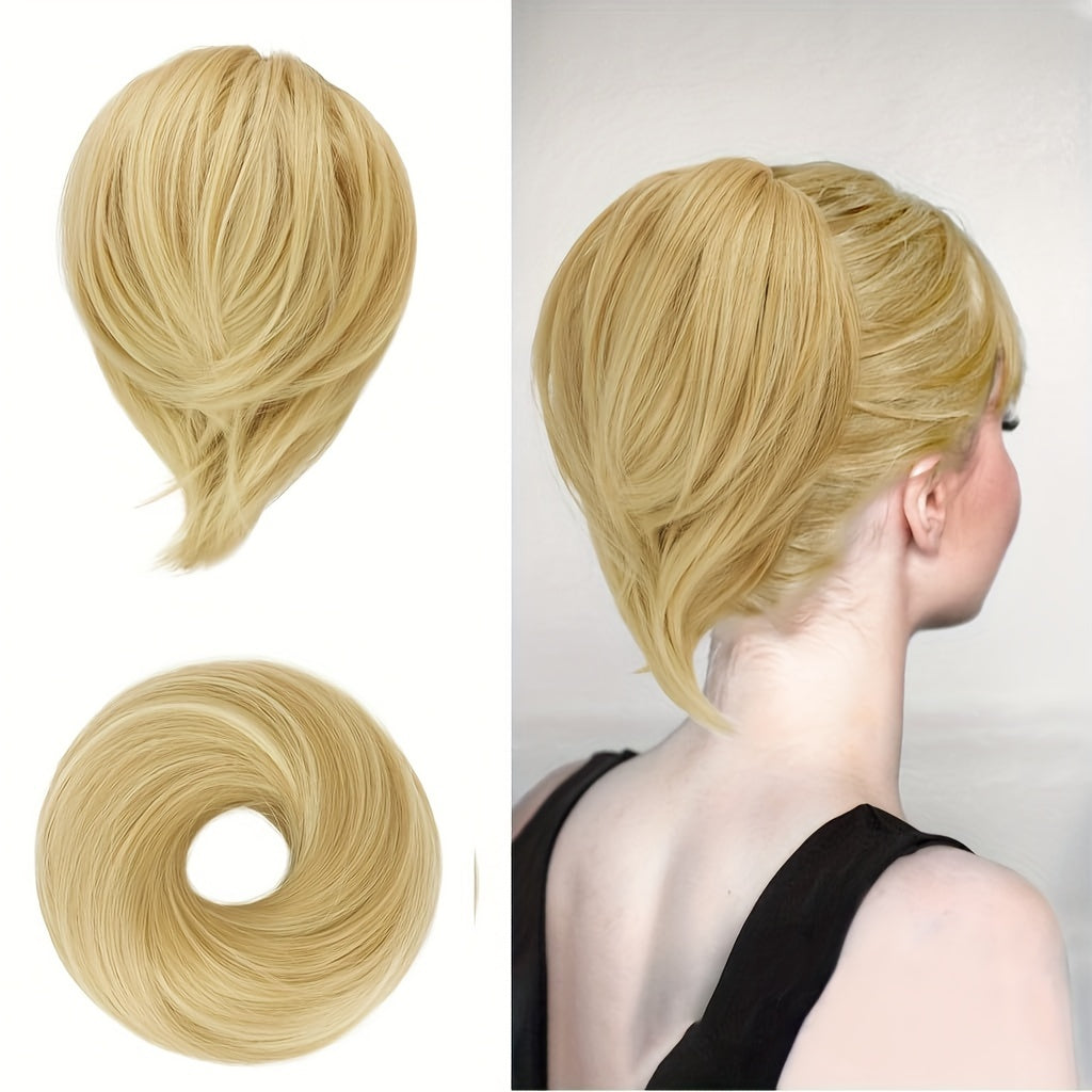 [BARSDAR Hair Bun Extension] BARSDAR Straight Synthetic Hair Bun Ponytail Extension | Fully Short Ponytail Bun Extensions | Elastic Scrunchie Hair Accessories For Women