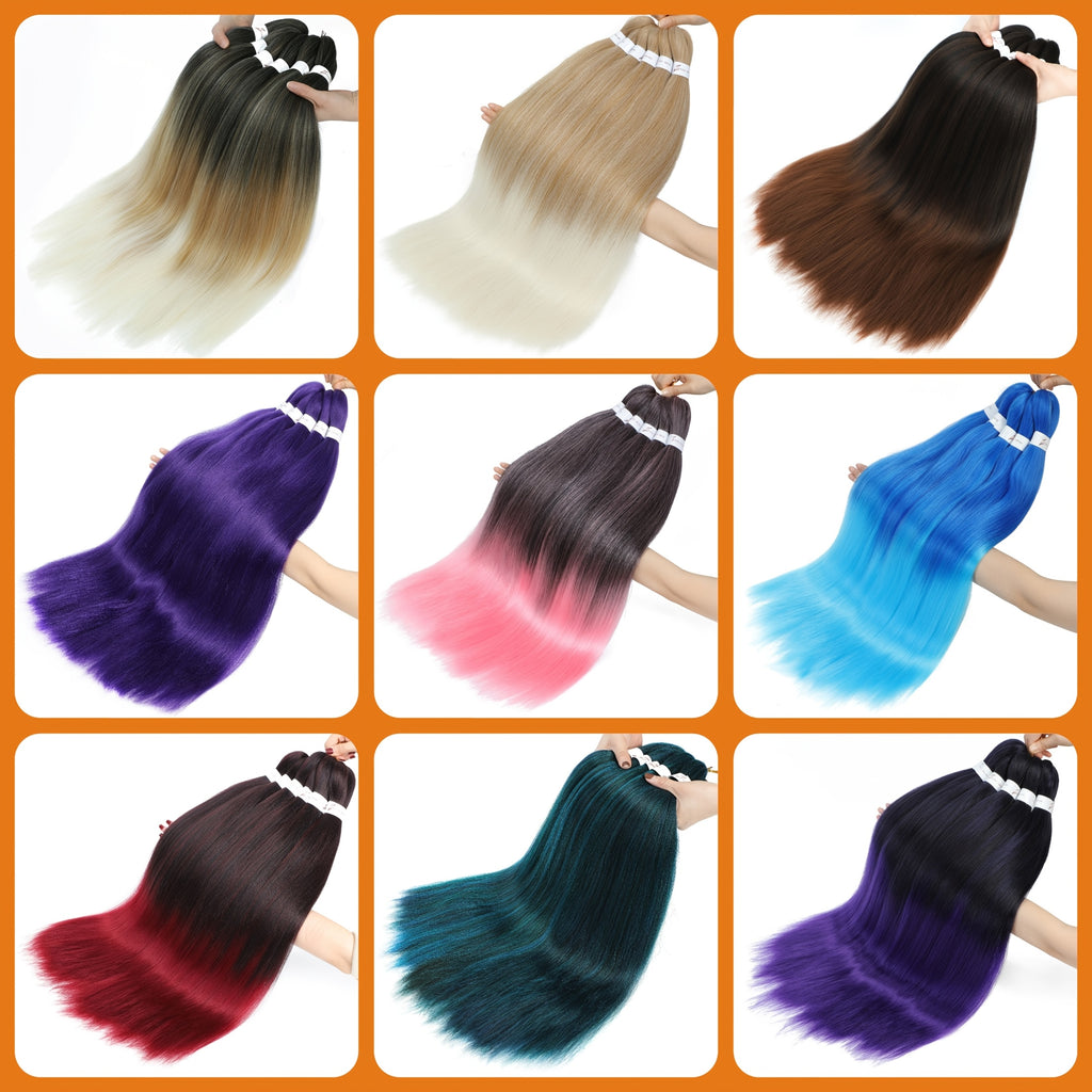 Braiding Hair Pre Stretched 26/30 Inch 8 Packs Ombre Professional Soft Yaki Texture, Itch Free, Hot Water Setting Extensions For Braids, Professional Soft Yaki Texture Color 1B/30/27