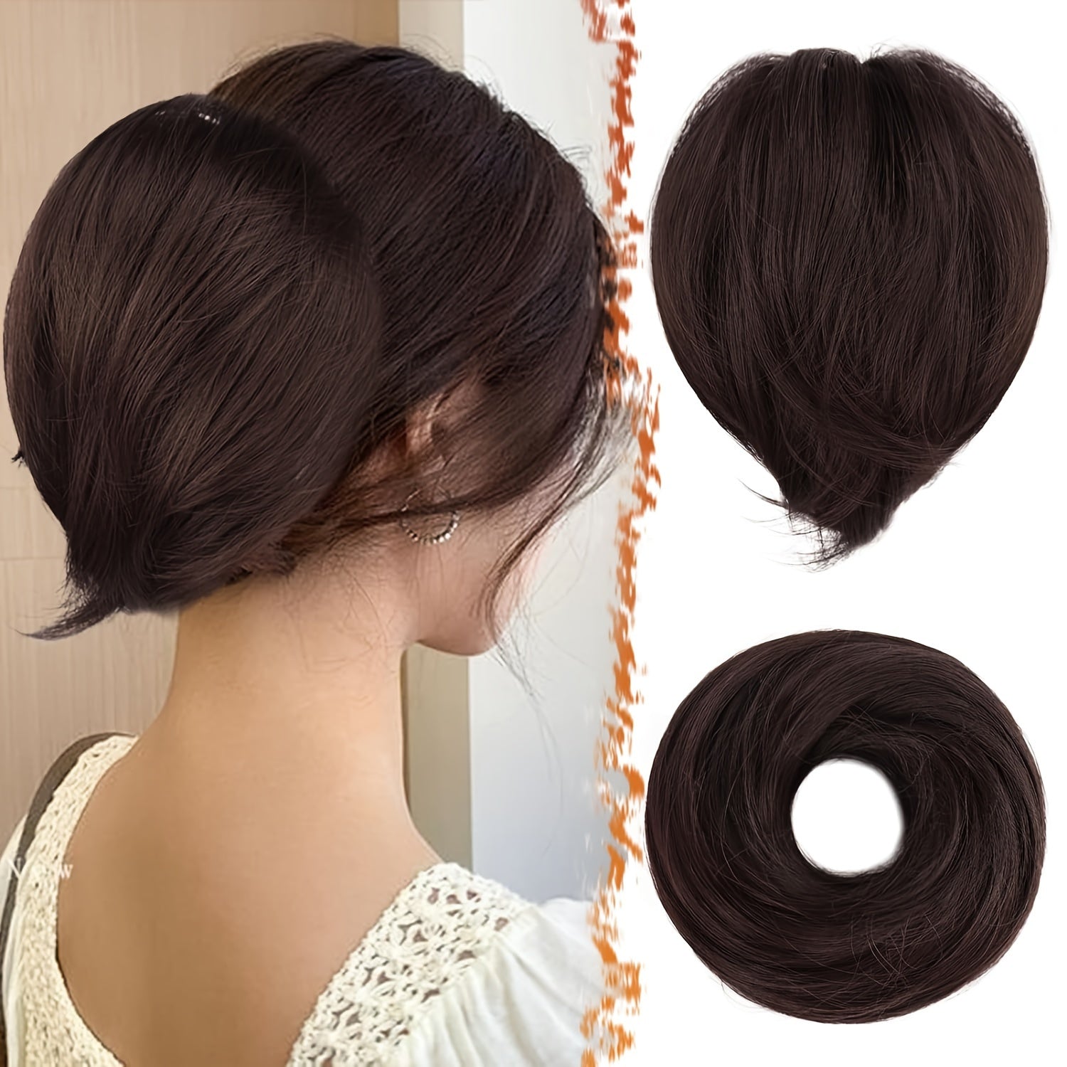 [BARSDAR Hair Bun Extension] BARSDAR Straight Synthetic Hair Bun Ponytail Extension | Fully Short Ponytail Bun Extensions | Elastic Scrunchie Hair Accessories For Women