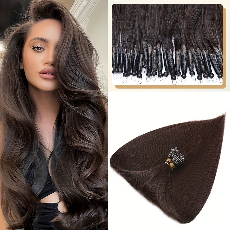 50 Strands Nano Ring Beads 100% Remy Human Hair Extensions 50G/Pack Thick Natural Smooth Remy Hair Full Head Balayage Highlight Blonde Any Color Halloween