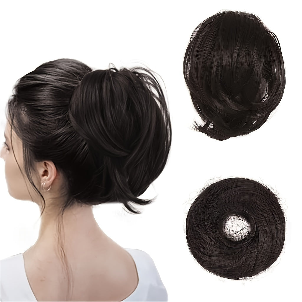 [BARSDAR Hair Bun Extension] BARSDAR Straight Synthetic Hair Bun Ponytail Extension | Fully Short Ponytail Bun Extensions | Elastic Scrunchie Hair Accessories For Women