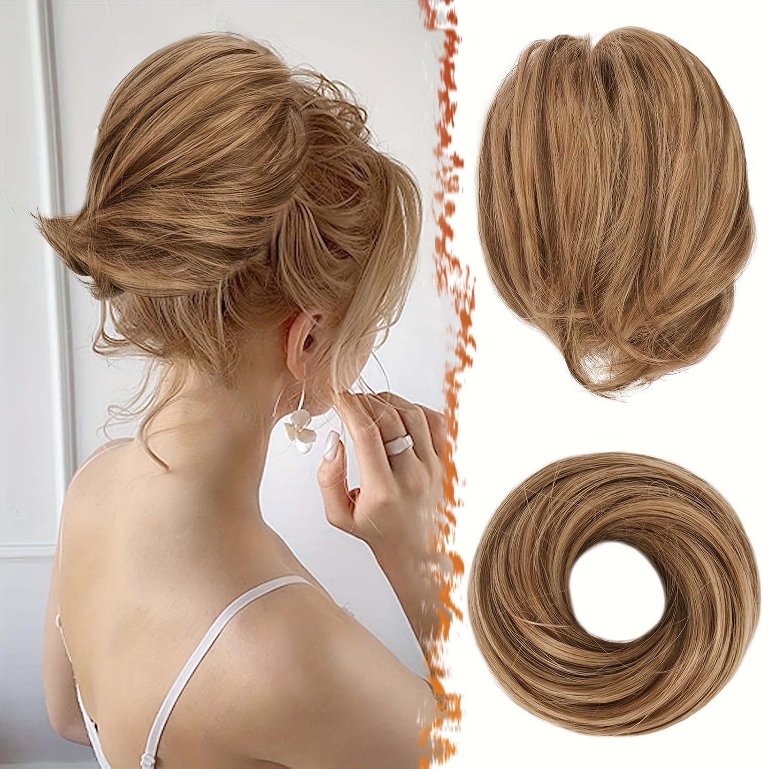 [BARSDAR Hair Bun Extension] BARSDAR Straight Synthetic Hair Bun Ponytail Extension | Fully Short Ponytail Bun Extensions | Elastic Scrunchie Hair Accessories For Women