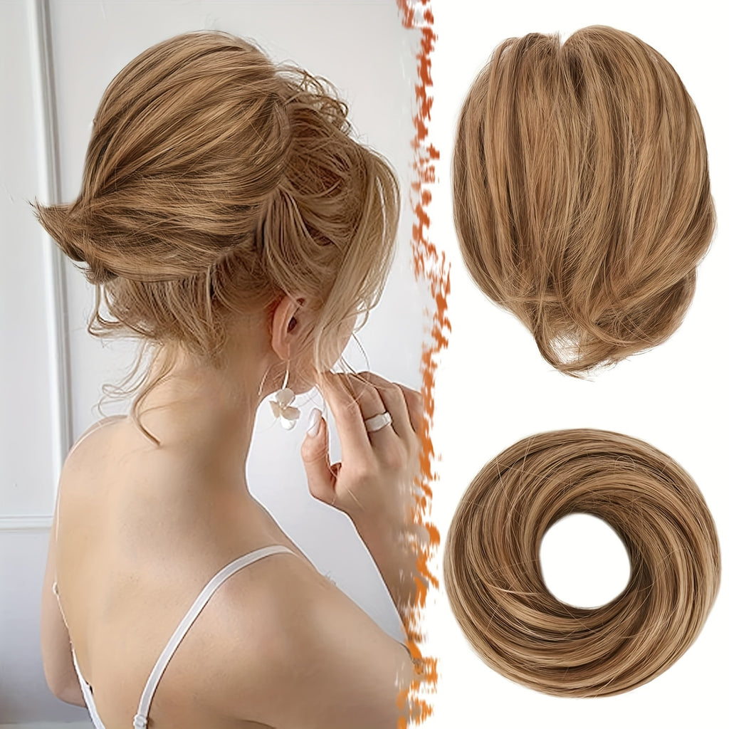 [BARSDAR Hair Bun Extension] BARSDAR Straight Synthetic Hair Bun Ponytail Extension | Fully Short Ponytail Bun Extensions | Elastic Scrunchie Hair Accessories For Women