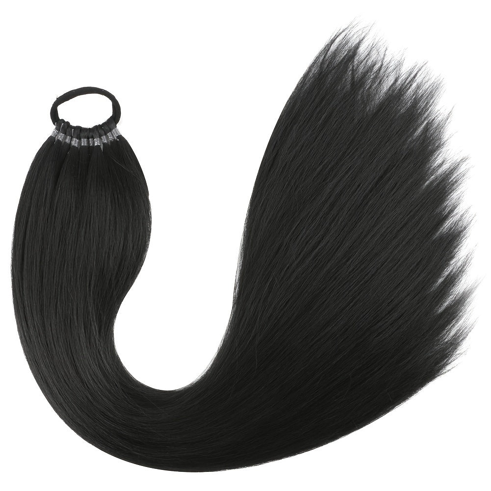 Saisity Yaki Straight 60.96 cm Synthetic Ponytail Extension with Hair Tie for Women - Perfect for Daily Party and Festive Occasions