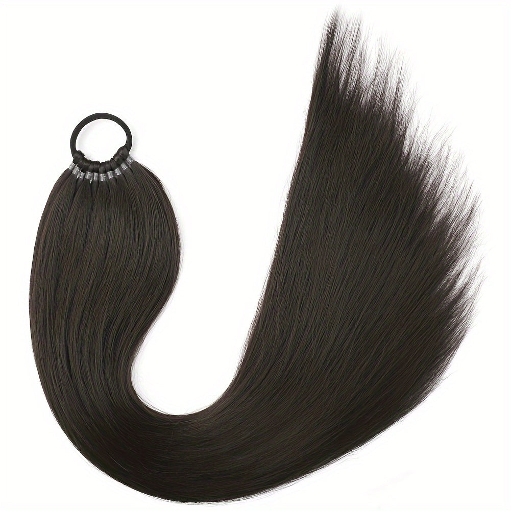 Saisity Yaki Straight 60.96 cm Synthetic Ponytail Extension with Hair Tie for Women - Perfect for Daily Party and Festive Occasions