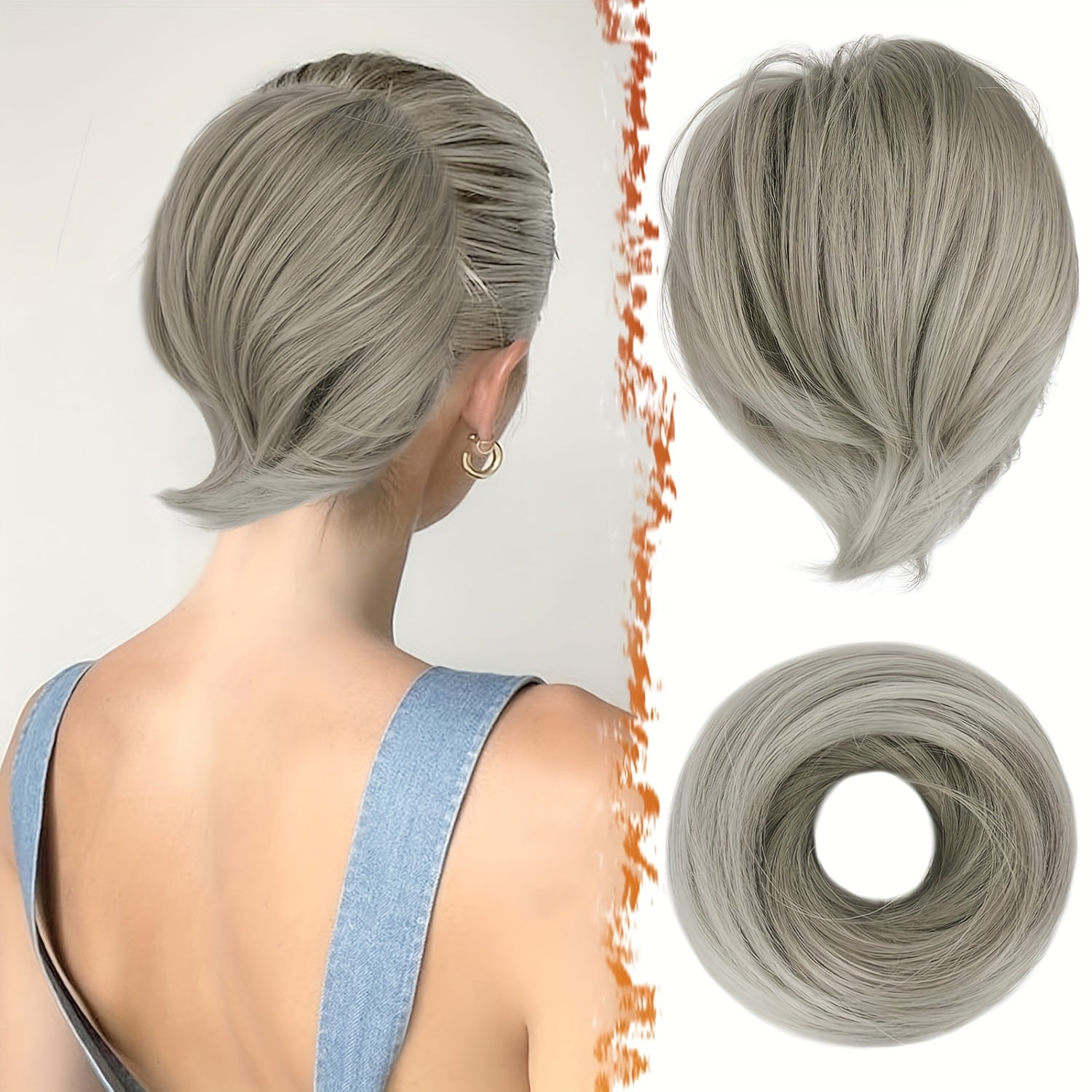 [BARSDAR Hair Bun Extension] BARSDAR Straight Synthetic Hair Bun Ponytail Extension | Fully Short Ponytail Bun Extensions | Elastic Scrunchie Hair Accessories For Women