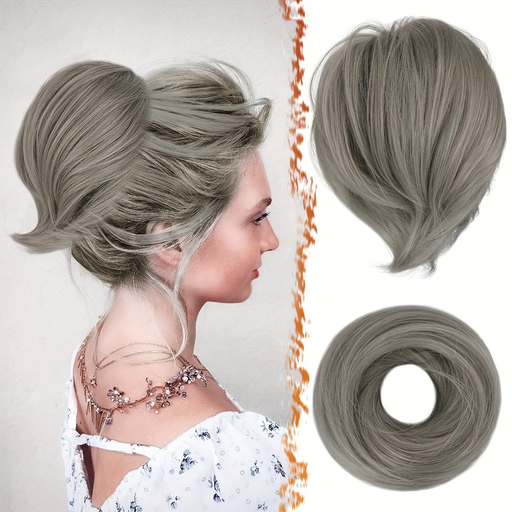 [BARSDAR Hair Bun Extension] BARSDAR Straight Synthetic Hair Bun Ponytail Extension | Fully Short Ponytail Bun Extensions | Elastic Scrunchie Hair Accessories For Women
