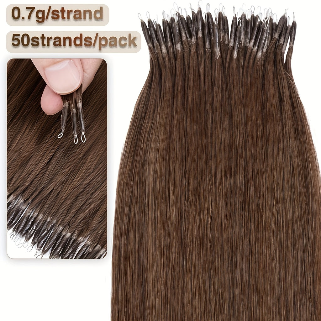 35g 50pcs Nano Rings Human Hair Extensions Micro Links Hair Nano Bead Prebonded Straight Blonde Hair 0.7g/strand