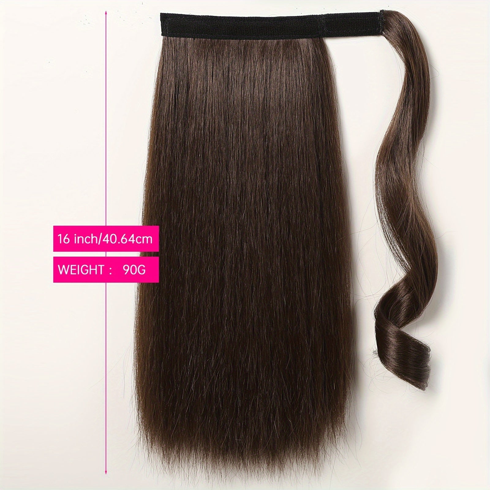 [16" Synthetic Ponytail] Haircube 16 Inch Straight Ponytail Hair Extension | 90g Synthetic Clip-In Long Hair Wrap with Magic Drawstring | Versatile for All Women, Suitable for Birthday Party, Wedding Reception, Mother's day gift