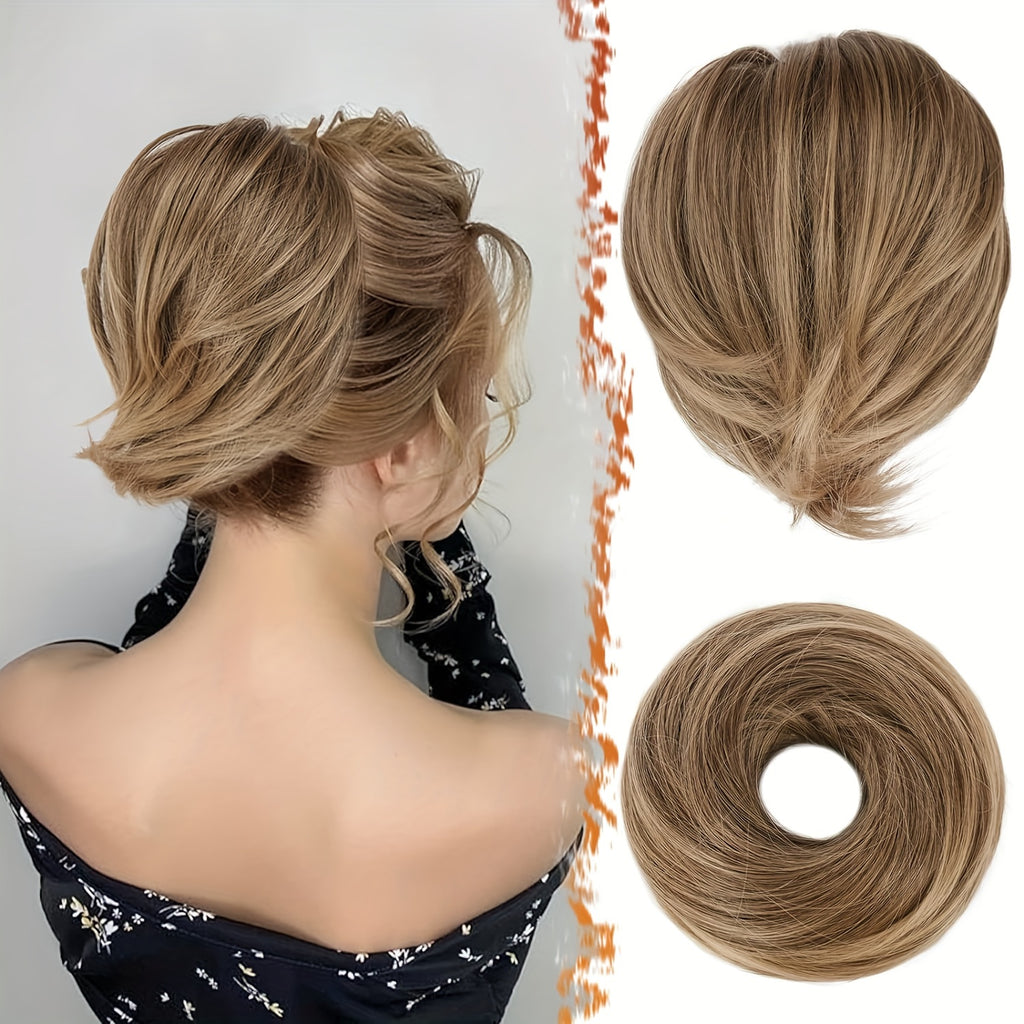[BARSDAR Hair Bun Extension] BARSDAR Straight Synthetic Hair Bun Ponytail Extension | Fully Short Ponytail Bun Extensions | Elastic Scrunchie Hair Accessories For Women