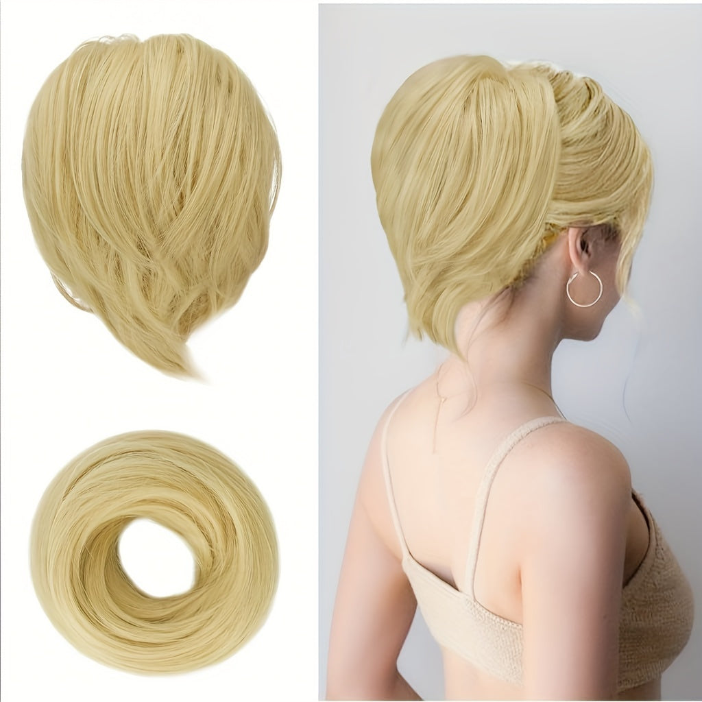 [BARSDAR Hair Bun Extension] BARSDAR Straight Synthetic Hair Bun Ponytail Extension | Fully Short Ponytail Bun Extensions | Elastic Scrunchie Hair Accessories For Women