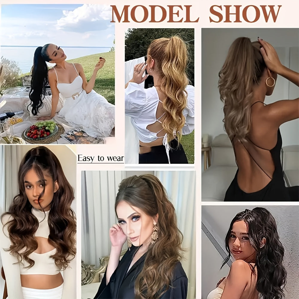 Women'S Curly Wave Ponytail Clip-In Hair Extension, High Temperature Fiber, Easy to Wear, Volumizing, Daily Use, Basic Style