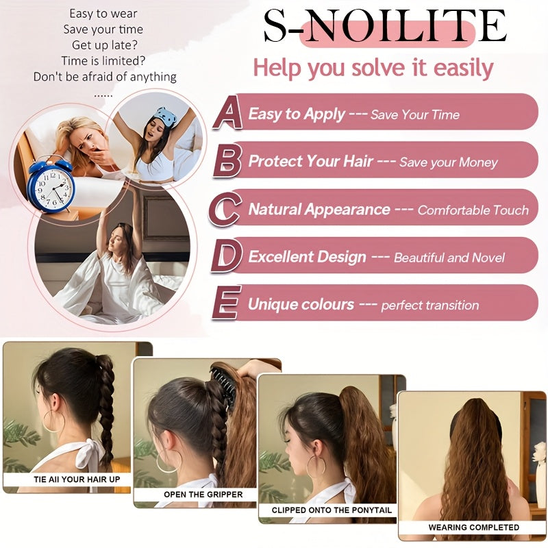 60.96cm Ponytail Extensions Claw Long Thick Wavy Curly Claw Clip In Pony Tails Hairpiece Soft Natural Looking Synthetic Hairpiece For Women