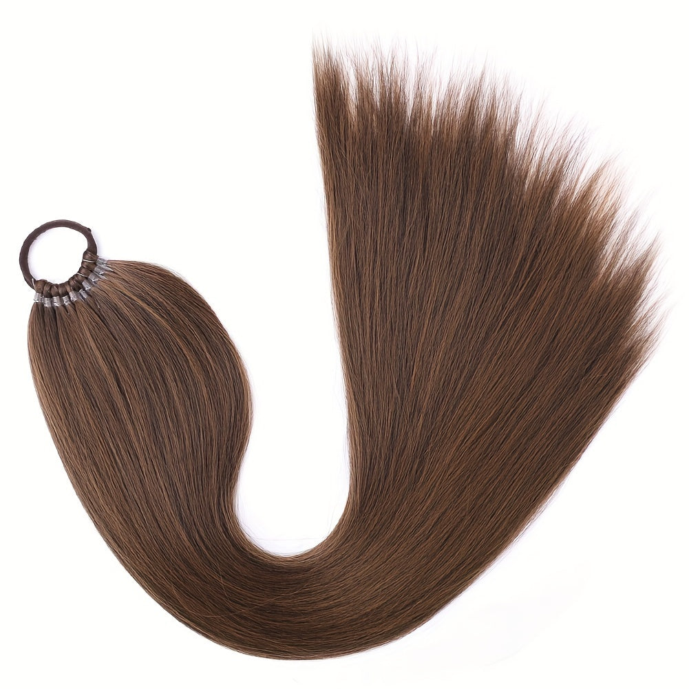 Saisity Yaki Straight 60.96 cm Synthetic Ponytail Extension with Hair Tie for Women - Perfect for Daily Party and Festive Occasions