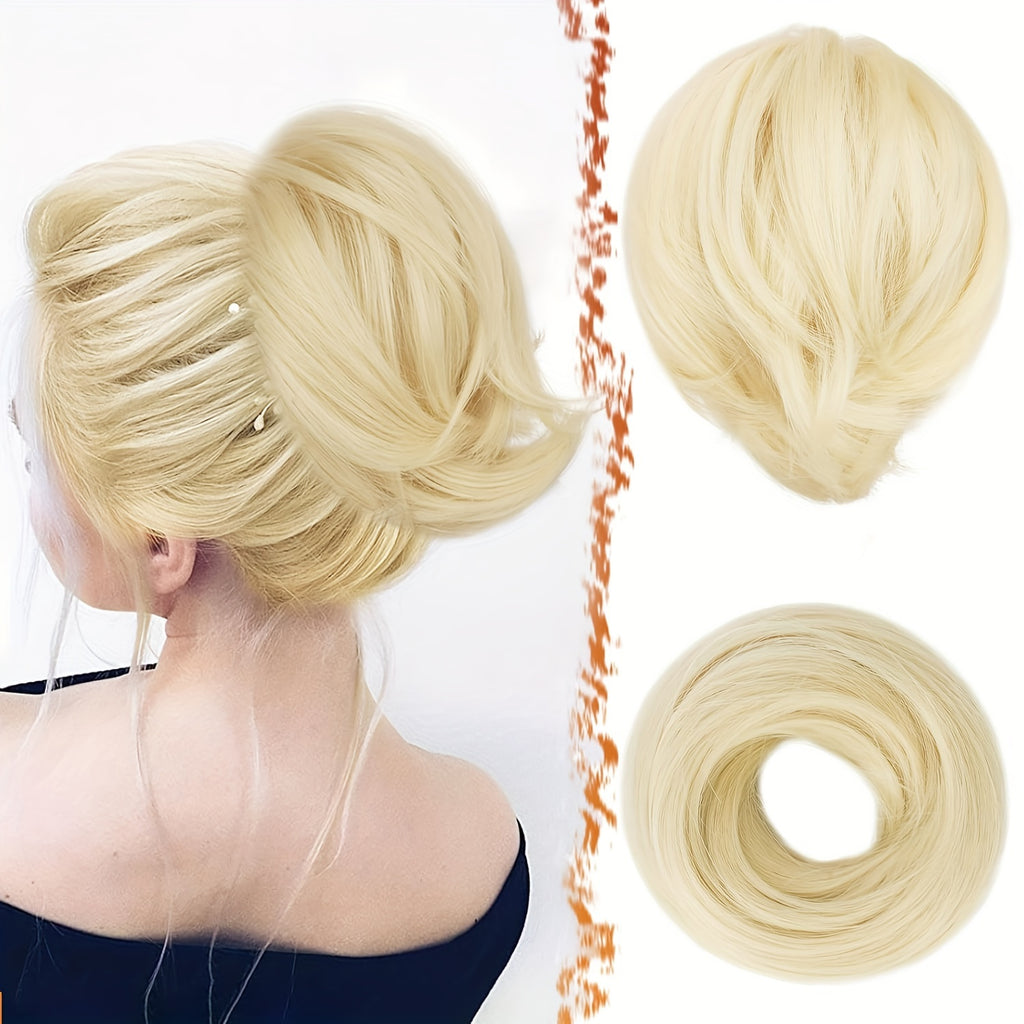 [BARSDAR Hair Bun Extension] BARSDAR Straight Synthetic Hair Bun Ponytail Extension | Fully Short Ponytail Bun Extensions | Elastic Scrunchie Hair Accessories For Women