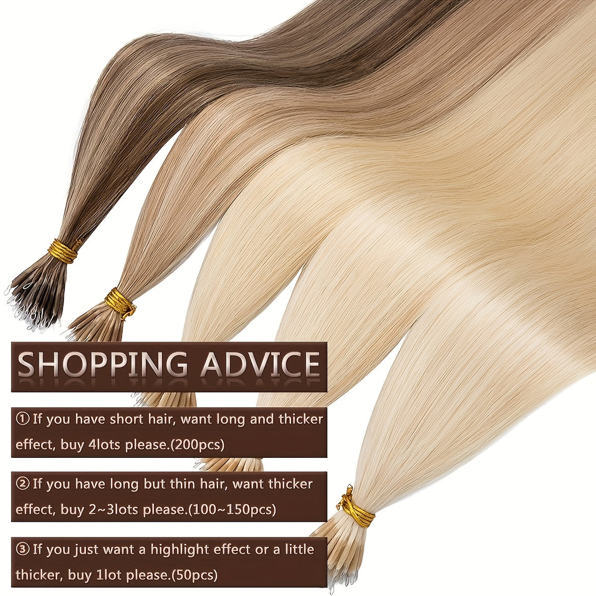 35g 50pcs Nano Rings Human Hair Extensions Micro Links Hair Nano Bead Prebonded Straight Blonde Hair 0.7g/strand