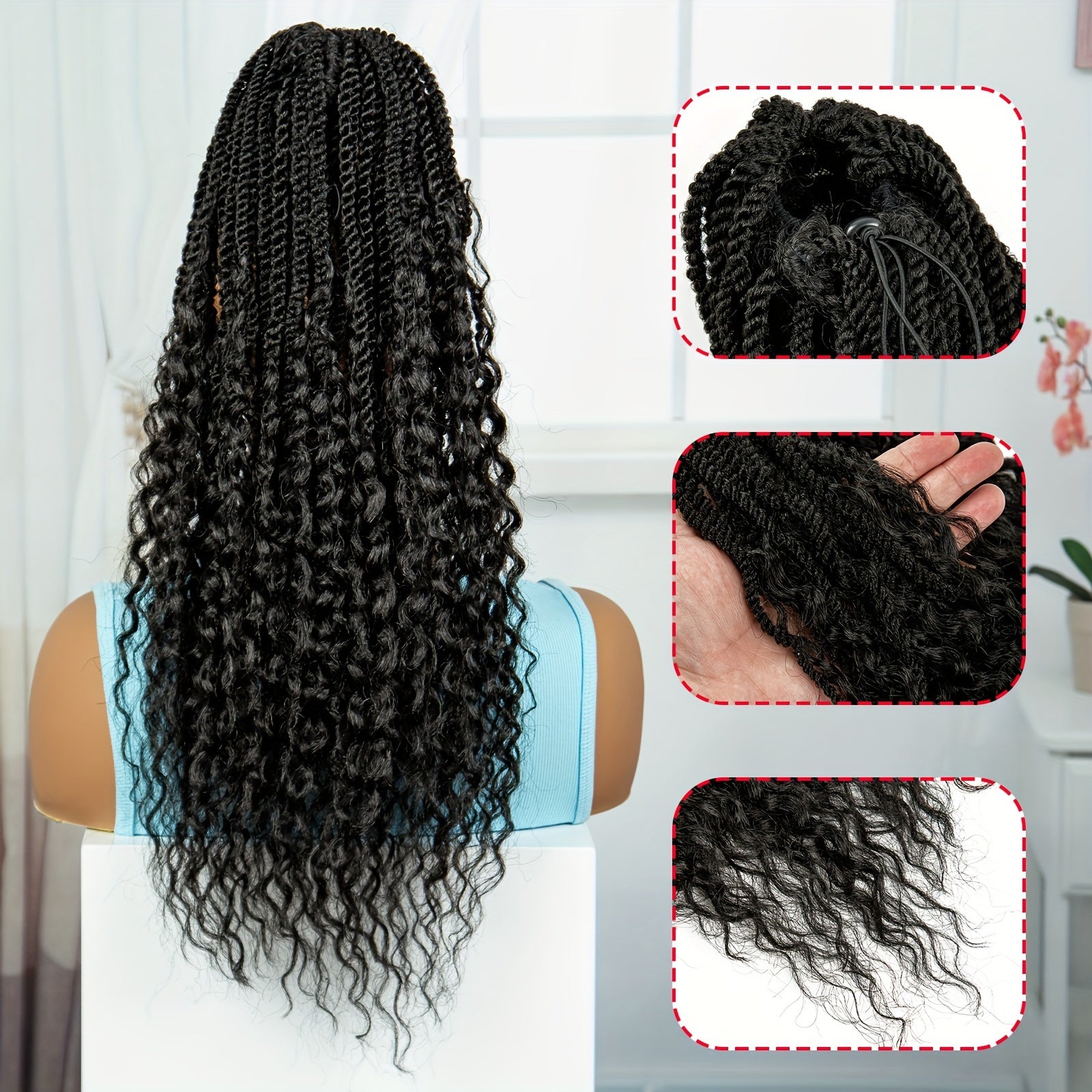 Elegant Synthetic Braided Ponytail Extension for Women - Versatile Hair Accessory, Suitable for All Skin Tones