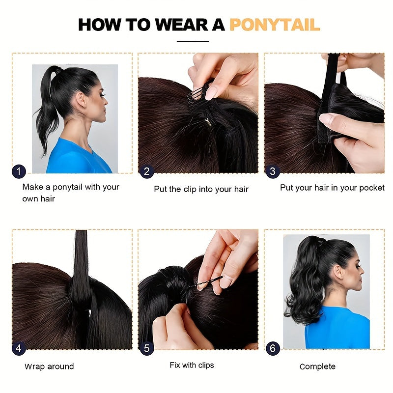 1pc Curly Wave Ponytail Extension, Synthetic Fiber Hairpiece for Women, Versatile Clip-in Ponytail Hairpiece for All Ethnicities, Ideal for Halloween, Christmas, and Daily Wear