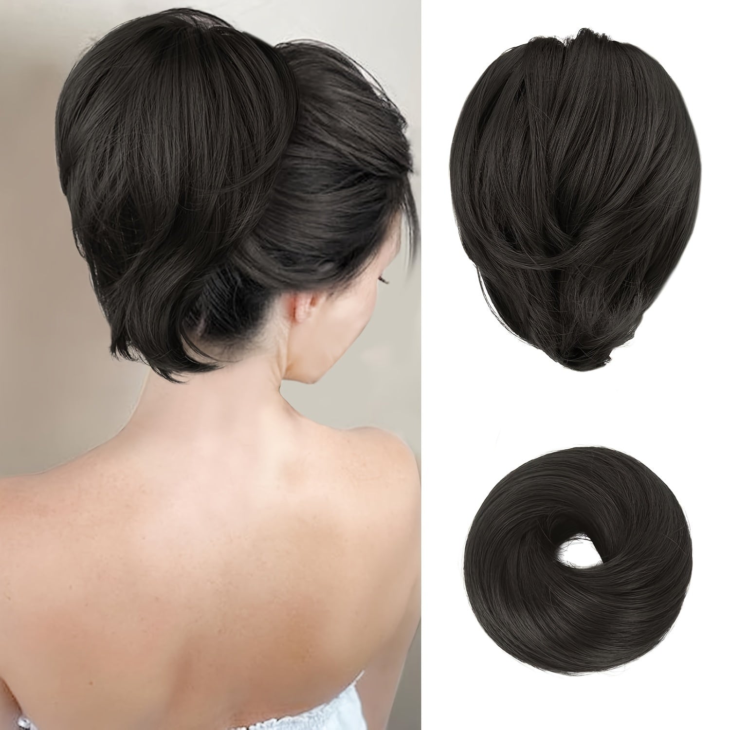 [BARSDAR Hair Bun Extension] BARSDAR Straight Synthetic Hair Bun Ponytail Extension | Fully Short Ponytail Bun Extensions | Elastic Scrunchie Hair Accessories For Women
