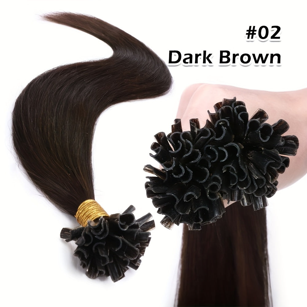 50Stramds/pack 30G Natural Human Hair Extensions Hot Fusion U Tip40.64-55.88 cm Straight Smooth Texture for Women - Natural Look, Adds Length, Multi-Ethnic Friendly, Easy to Attach, Hair Accesories Hair Enhancement for Daily Life, Wedding, Festival.