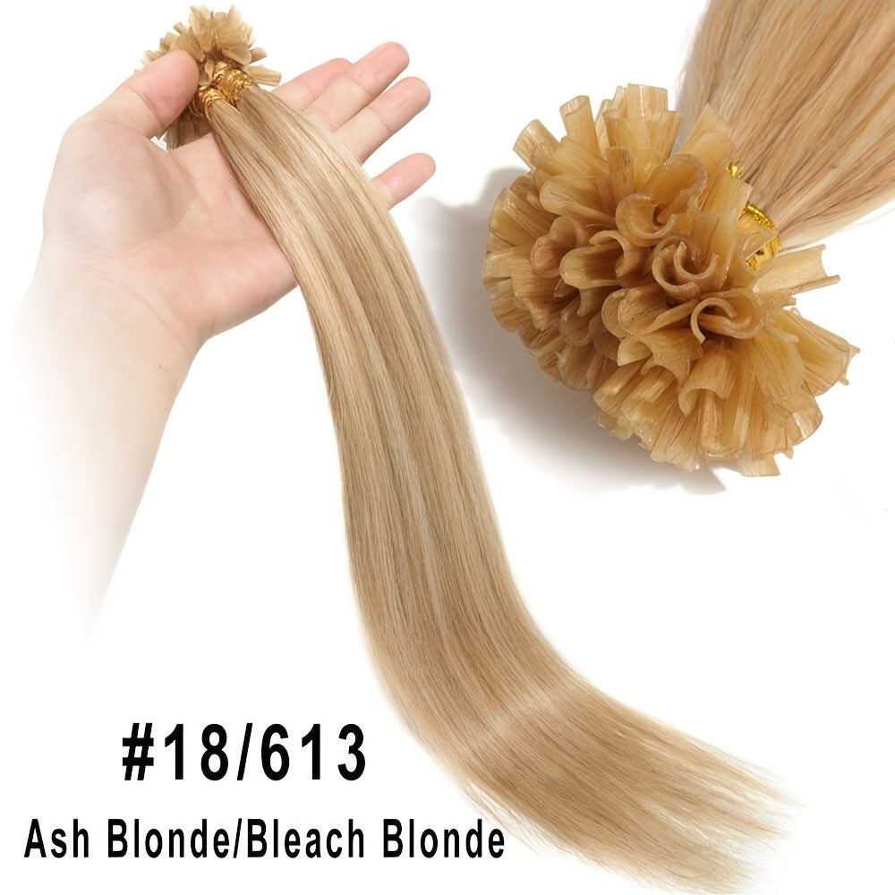50Stramds/pack 30G Natural Human Hair Extensions Hot Fusion U Tip40.64-55.88 cm Straight Smooth Texture for Women - Natural Look, Adds Length, Multi-Ethnic Friendly, Easy to Attach, Hair Accesories Hair Enhancement for Daily Life, Wedding, Festival.